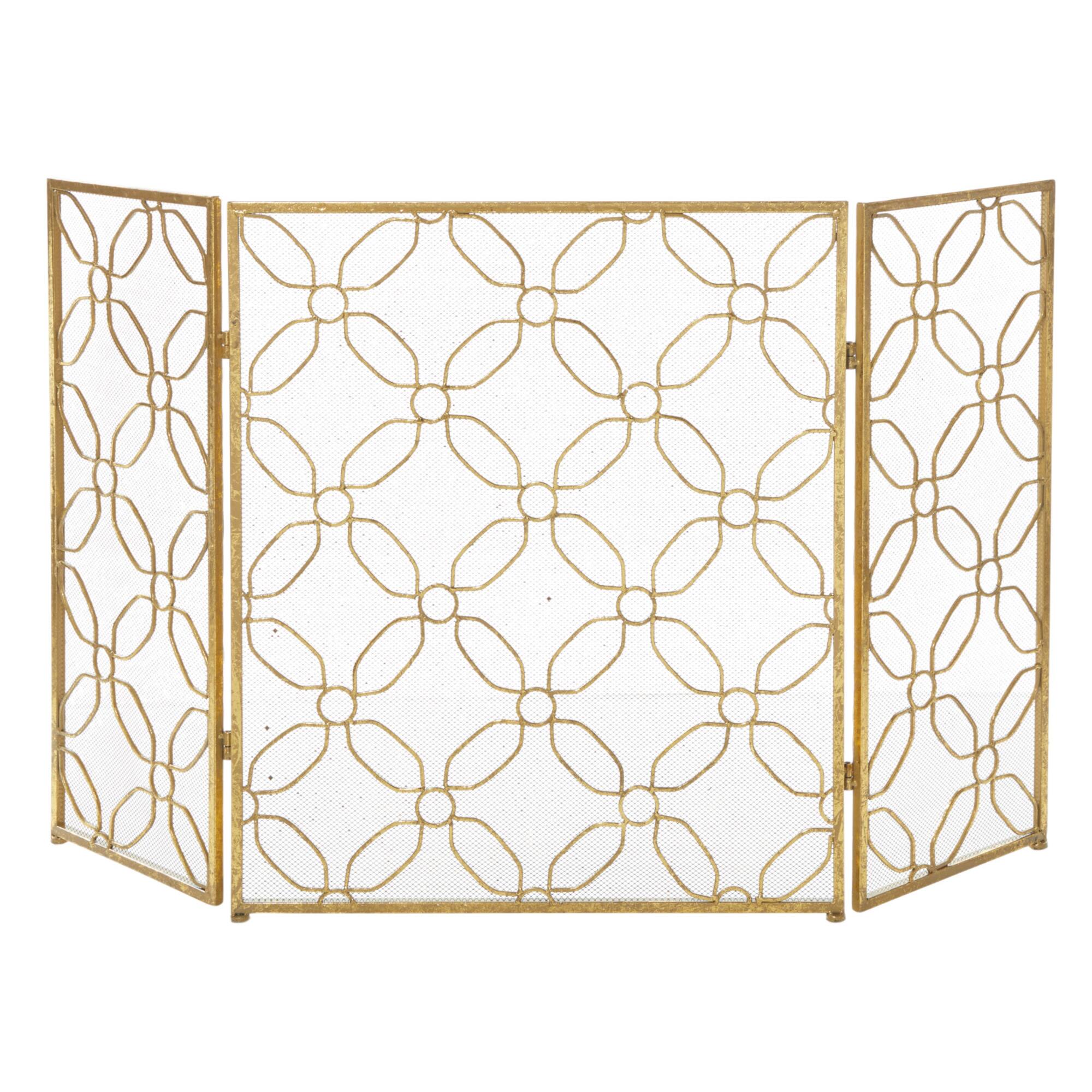 Gold Metal Contemporary Fireplace Screen